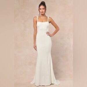 Lulus Safine White Backless Mermaid Wedding Dress